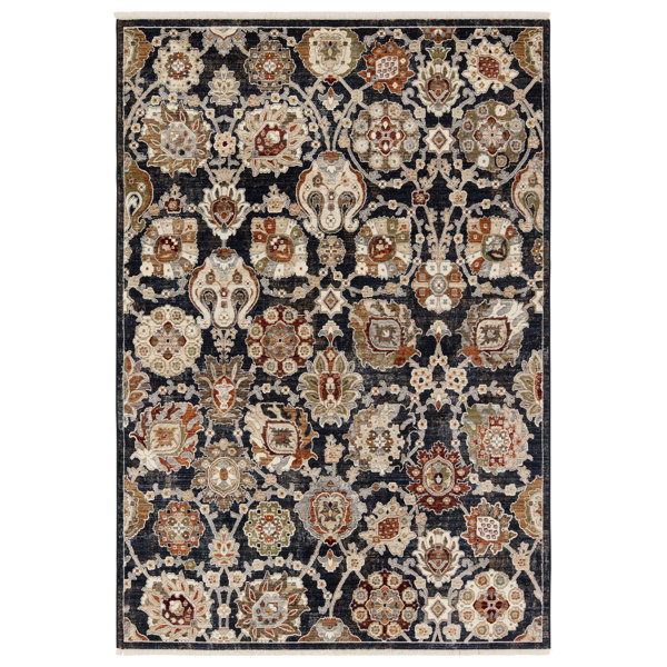 Bungalow Rose Daltry Performance Blue/Cream Rug Wayfair